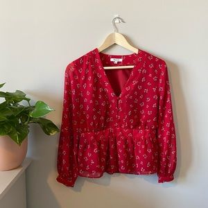 MADEWELL V-Neck Peplum Top in Little Lilies